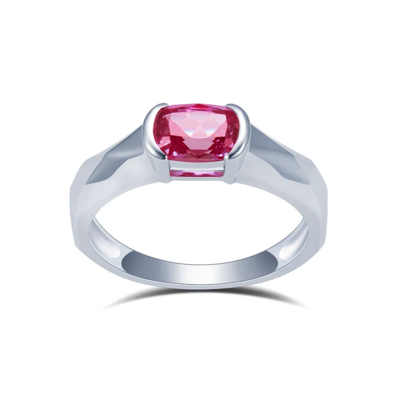 MSR-1426 PT950 Solitaire Ring Cushion Ruby Lab Grown Gemstone Engagement Ring