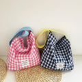 Contrast Color Checked Ladies Shoulder Bag Large Capacity Women's Plaid Handbags Canvas Travel Female Tote Shopping Bags