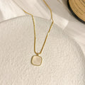 Minimalist Jewelry White Shell Square Pendant Necklace Tarnish Free 18k Gold Plated Stainless Steel Chokers Necklace for Women