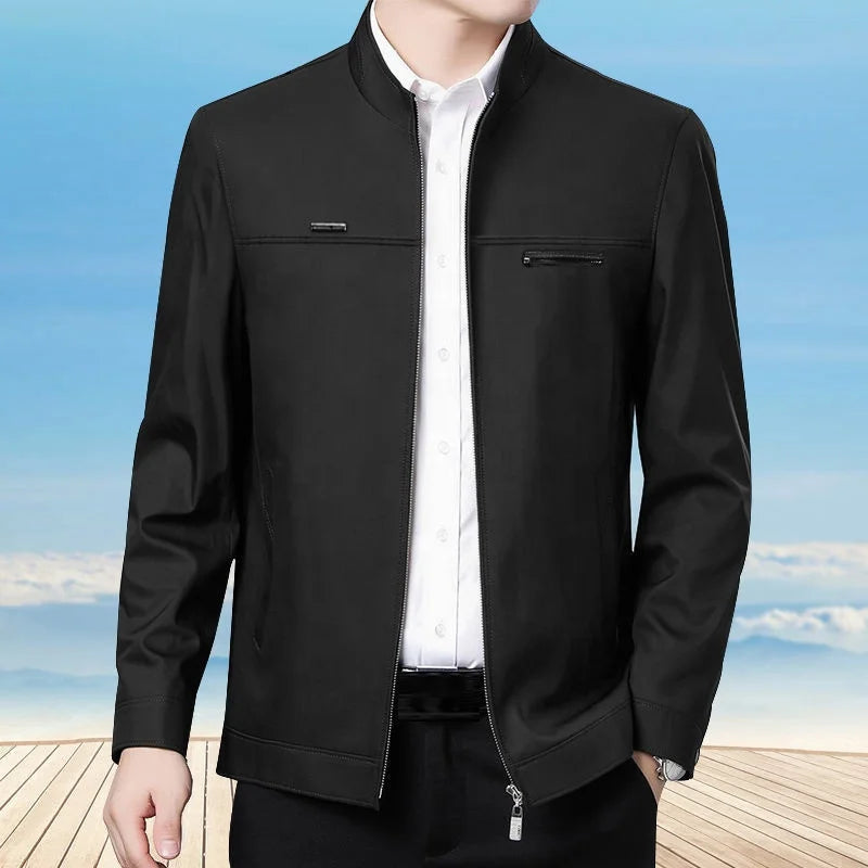 Newest Solid Business Men's Jacket Male Slim Fit Outerwear Men Zip up Jacket Men Spring Thin Jacket Windbreaker