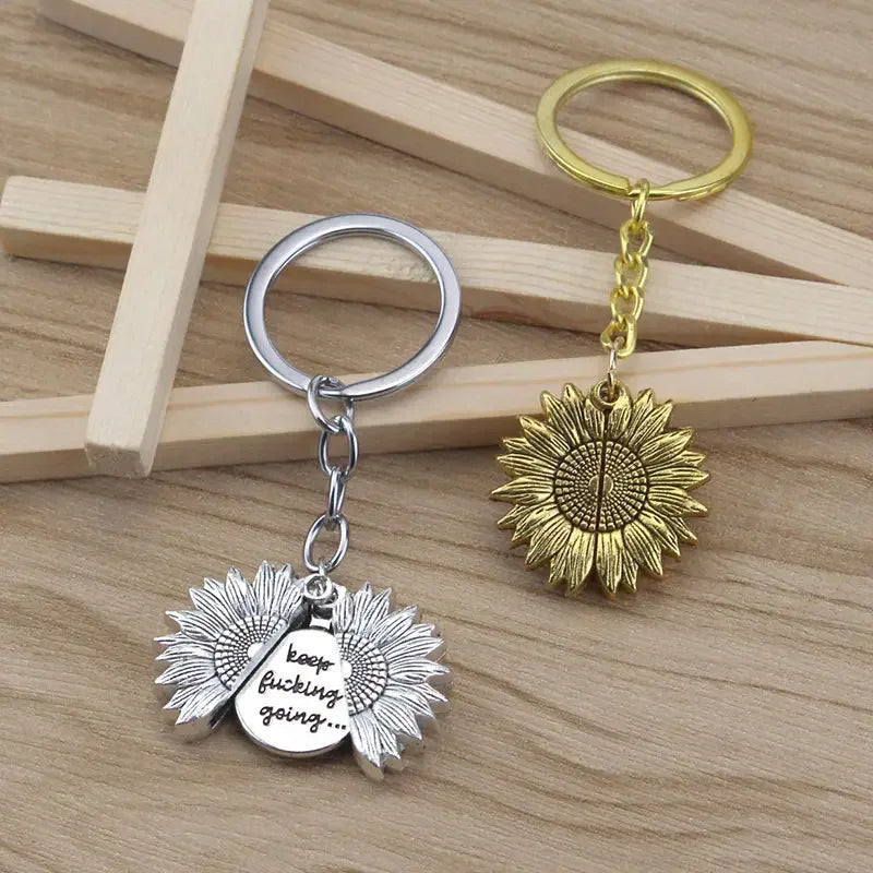 Wholesale Custom Logo Cartoon Metal Coin Holder Keychain Flower Sunflower Light Weight