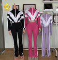 Wholesale Streetwear Female Outfits Patchwork Zip up Top Matching Leggings 2 Piece Pants Set Women Tracksuit MegaBDM