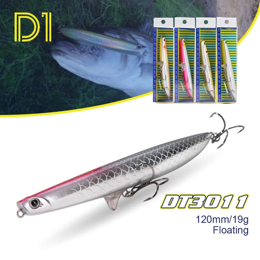 D1 12cm 19g Hard Plastic Floating Saltwater Pencil Fishing Lure Wobblers Fish Bait Pencil Lure