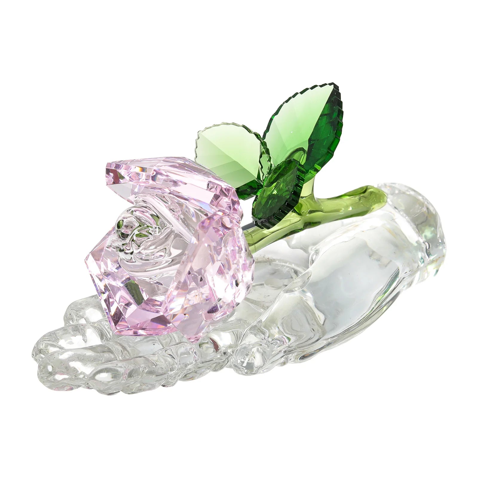 Crystal Pink Rose Paperweight Figurine Wedding Table Centerpiece Ornament  Crystal Crafts