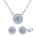 Gra Diamond 1ct 6.5mm Halo Real Moissanite Gold 925 Sterling Silver Women's Engagement Wedding Gift Ring Earring Necklace Set