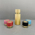 Customized 50ml Round Black Gold Red pink Blue Red Glass Pump Perfume Bottle with Luxurious Silver Gold  Lid