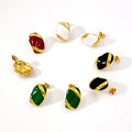 Designer Women's Stainless Steel Earrings Vintage Waterproof 18K Gold Plated Geometric Luxury Enamel Fashion Wholesale