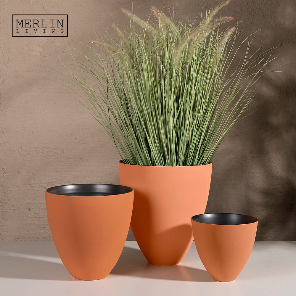 Merlin Living Modern Handmade Ceramic Glazed Flower Pot Planter Tabletop Vase for Living Room Home Decorative Item