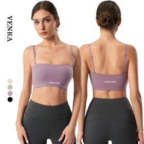 New Design Athletic Active Wear Women Naked Feel Sexy Small Sling Backless Sports Bra Customize Crop Top Gym Workout Yoga Bra