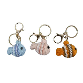 Cute Handmade Fun Fish Crochet Keychain Fish Macrame Keychain Creative Clownfish Sea Animal Gift Car Key Bag Accessory Key Chain