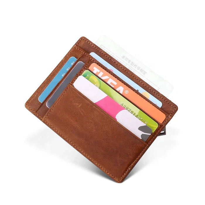 Slim Minimalist Front Back Pocket RFID Blocking Genuine Leather Wallets for Men Women Card Holder Case