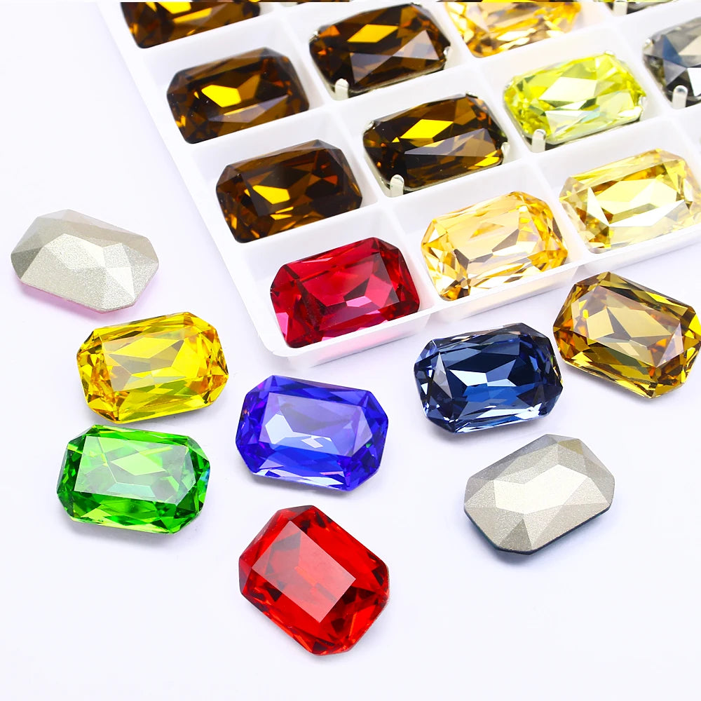 Dongzhou Octagon Glass Rhinestones K9 Crystal Fancy Stone Wholesale Loose Crystal Beads for Jewelry Making Diy Accessories