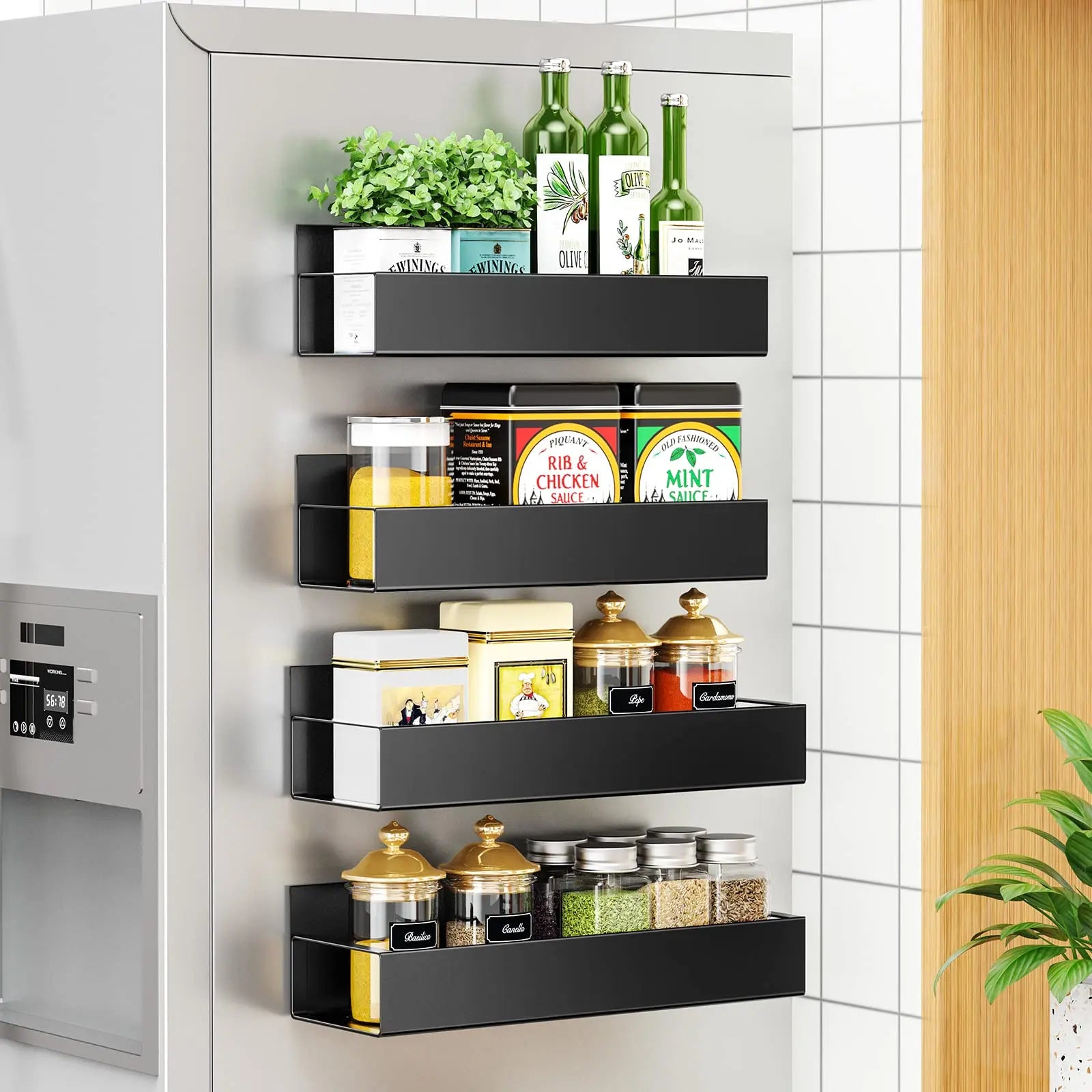 Hot Sale 1 Layers  Moveable Fridge Storage Organizer Strong Magnetic Spice Rack for Refrigerator Kitchen