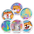 LS 5D DIY Full Drill Diamond Painting Kit Round Frame with Cartoon Animal Tiger Dog Dinosaur Plastic Material Gift for Kids