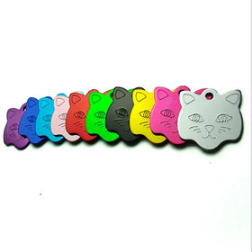 Metal Pendant Jewelry Dog Tag Cat Head Shape Pet Accessories Aluminum Dog Id Name Tag