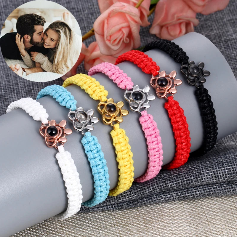 High Quality Custom Design Women Rope Bracelet Fashion Jewelry Projection Photo Bracelet for Mother's Day Gift