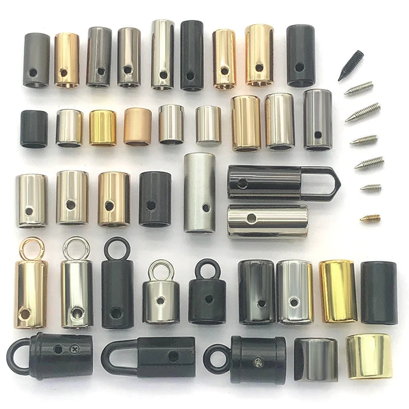 4mm-10mm Metal logo Cord Ends Fashion Designs Drawstring Black Screw Cord Lock Stopper