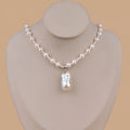 Natural White Freshwater Pearl Necklace with Baroque Pendant Mix Size 8mm and 3mm Round Pearls Loose Beads Jewelry