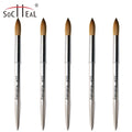 Professional Custom Logo Silver Metal Rod Kolinsky Hair Round Acrylic Nail Art Pincele Design Brush-Socheal AL-049 (#6-#22)