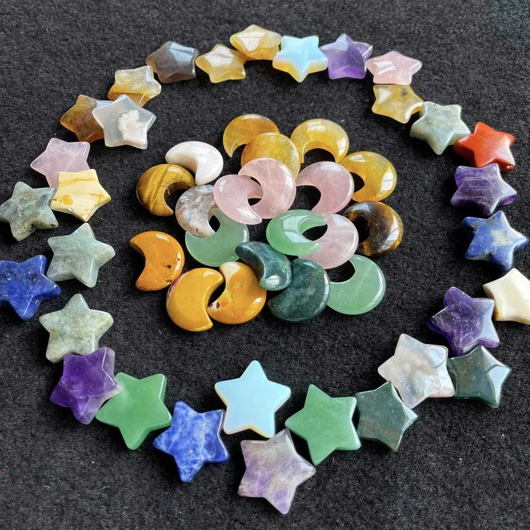 Wholesale Spiritual Healing Stones Crystal Natural Mixed Mini Size Moon and Star