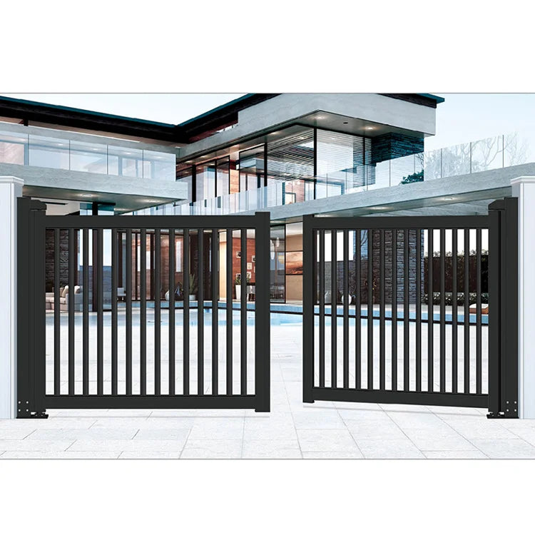 JHR Iron Fancy Gate Boundary Wall Gate Door House Swing Driveway Gates Design Main Gate Double Farm Aluminum Customized Rustic