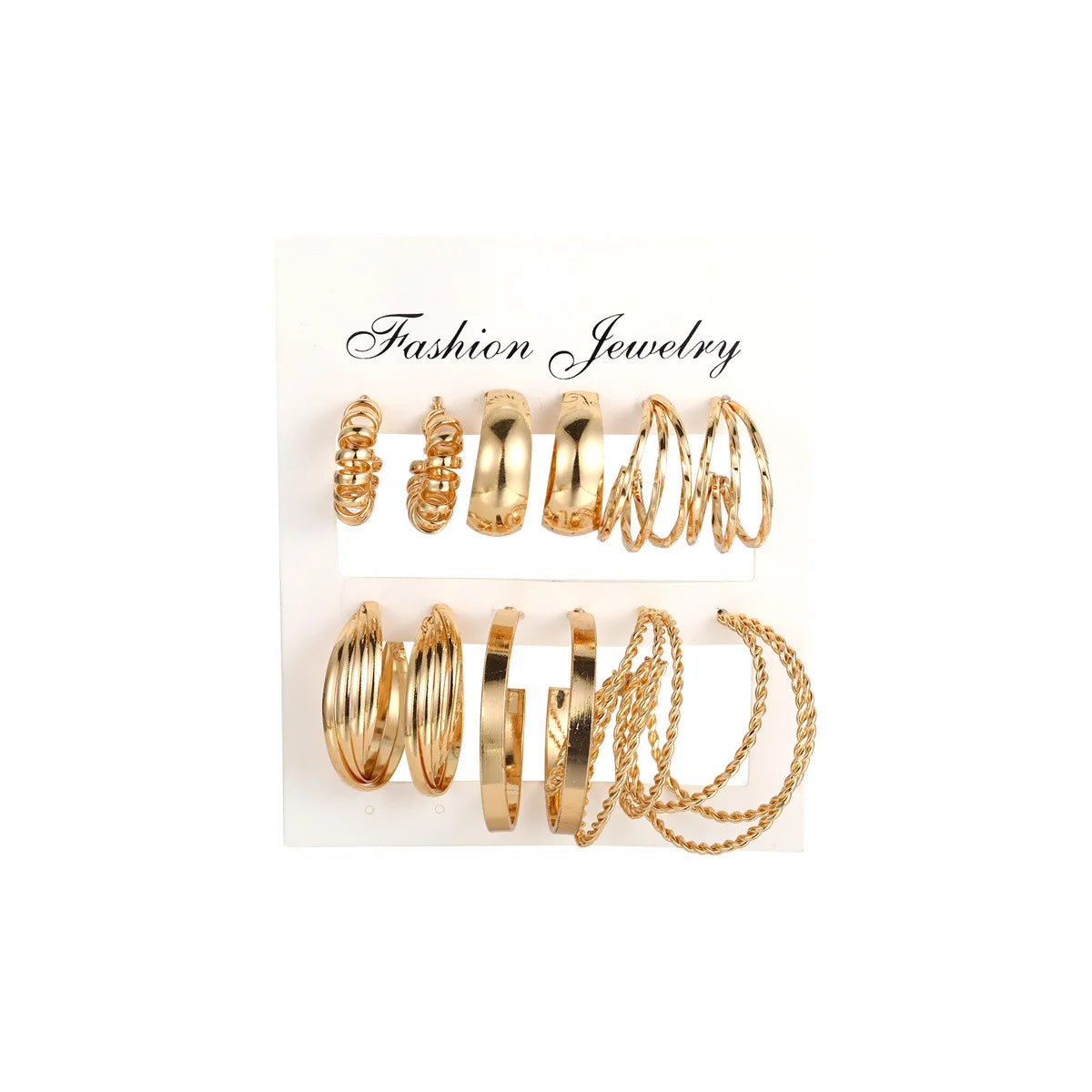 6 Pairs Per Set Punk Twisted Chain Pearl Hoop Earrings Set for Women Chunky Jewelry Wholesale