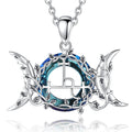 Vintage Design High Quality 925 Sterling Silver Austrian Crystal Lilith Sigil Moon Pendant Necklace for Women