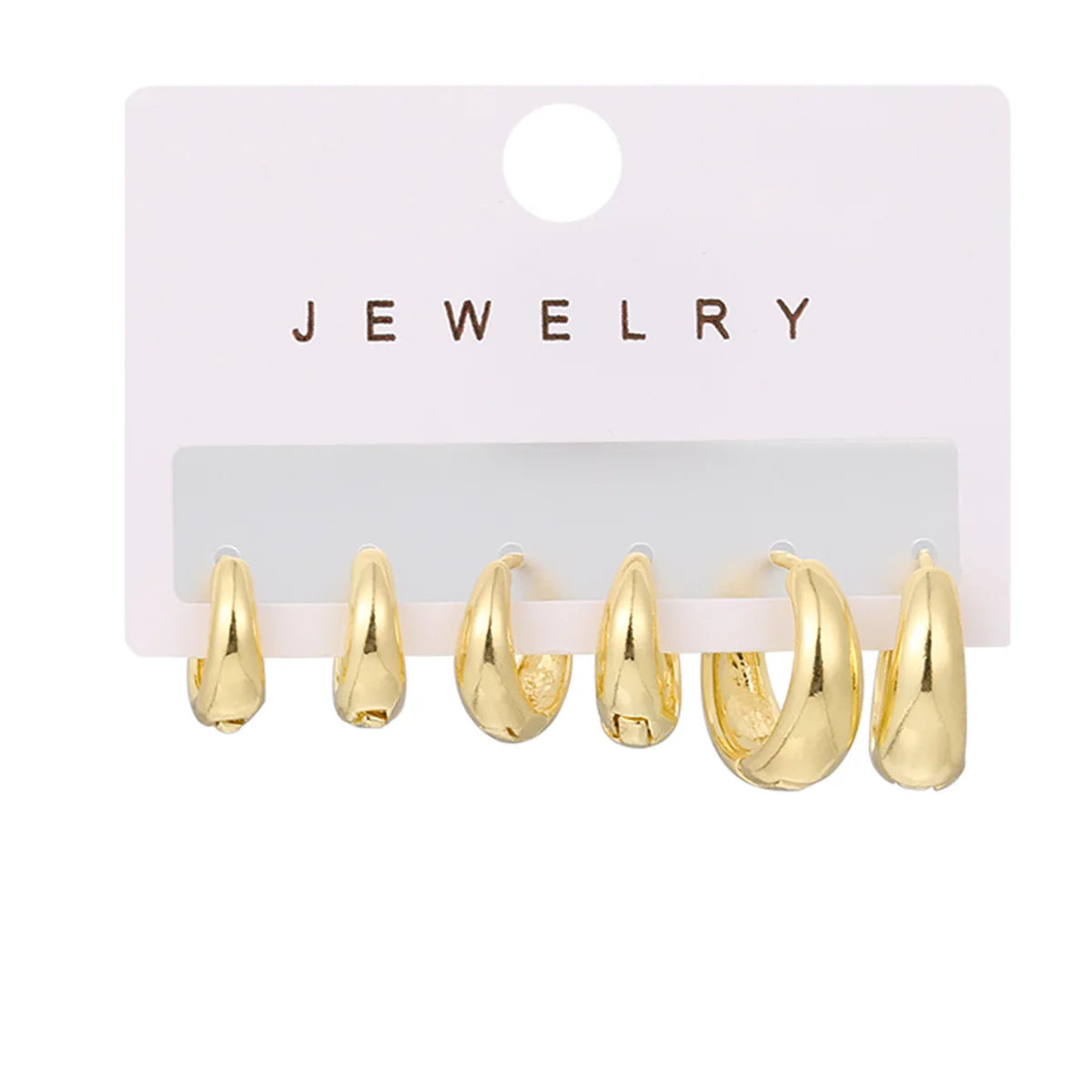 Simple Punk Large Hoop Earring Metal Personality 3 Pairs Set Fashion Jewelry Earrings for Women
