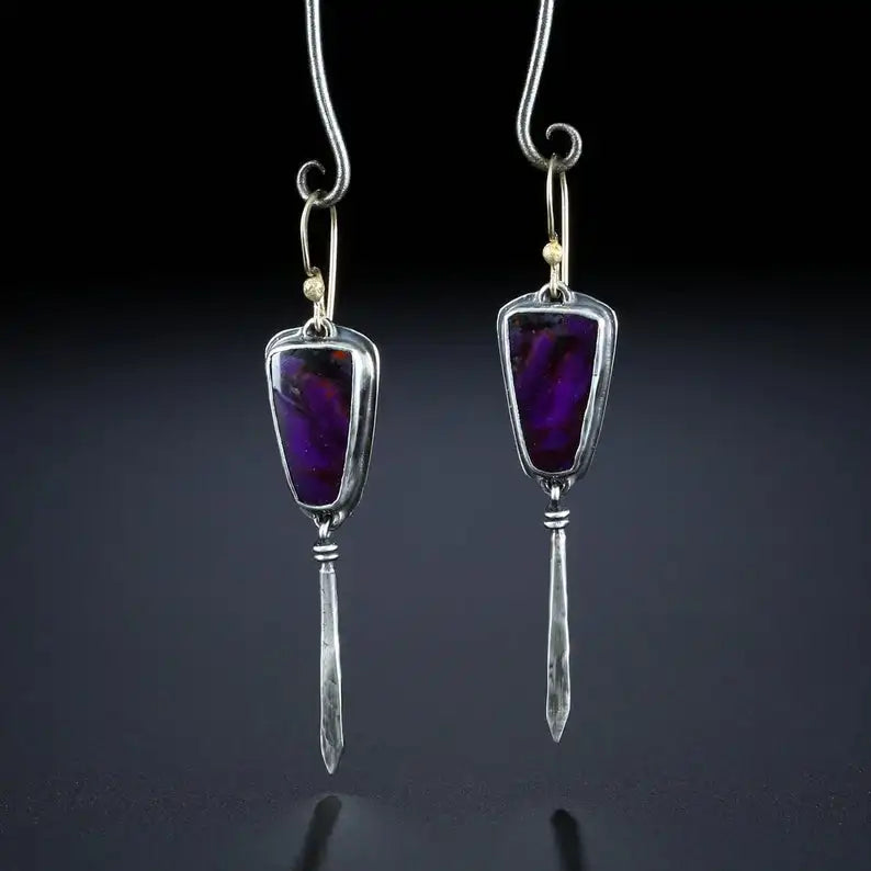 CAOSHI 2025 Vintage Style Boho Long Earrings Purple Color Simple Earring Girls Dainty Dangle Drop Earrings Women