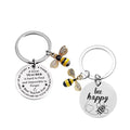 Stainless Steel Key Chain Teacher's Day Keychain Bee Happy Bee Keychain Gifts for Teacher