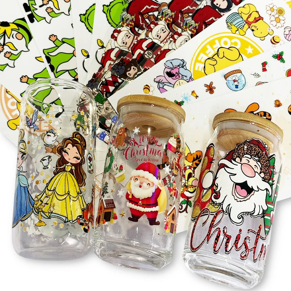 Customization Offset Silkscreen Printing Scratch-proof Christmas Cup Wraps Transfers 16oz Stickers Label with Customized Logo