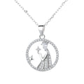 Round Shape 925 Silver  Cz Zodiac Virgo Pendant Necklace Design