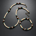 2024 Summer Trendy Surfers Handmade Wooden Turquoise Beaded Necklace Bracelets Boho Coconut Shell Choker for Men