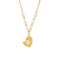 Mystery Shell Chicken Design Stainless Steel Necklace Natural Freshwater Pearl Link Gold Plated Jewelry for Female for Gift