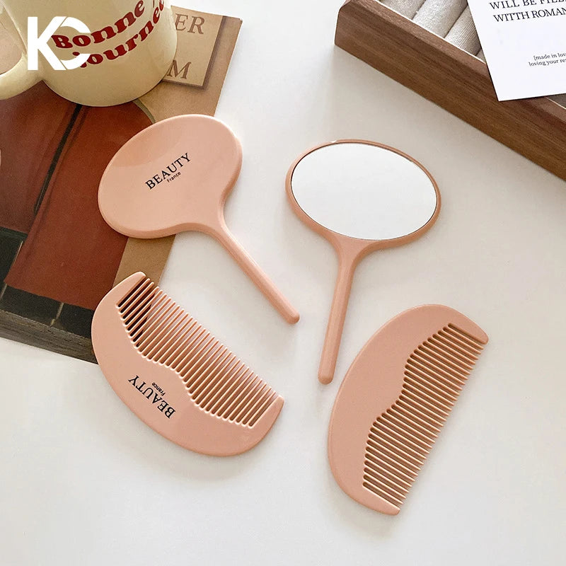 KUACHI Custom Acetate Hair Comb Set Handle Mirror Anti Static Simple Portable Custom Women Combs With Logo
