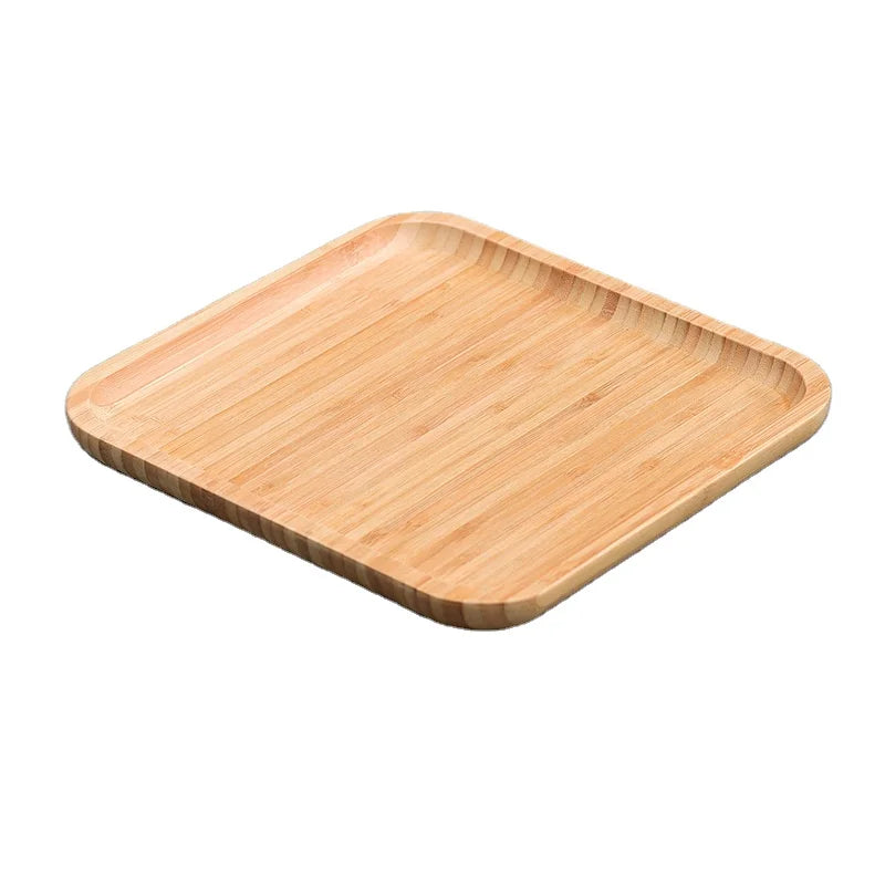Kitchen Natural Bamboo Round square Rectangle Wooden Bamboo Tray Plates Serving Tray
