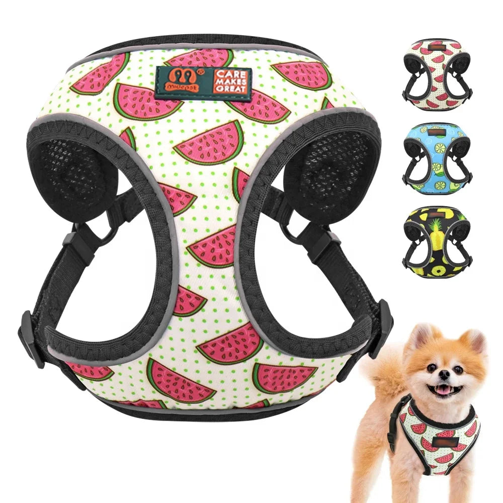 MIDEPET Luxury Custom Dog Harness High Reflective Soft Padded Mesh Breathable Fur Trim Vest Arnes Simple Made Polyester Oxford