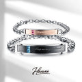HOVANCI Stainless Steel Bracelet Zirconia 01 Stainless Steel Custom Engrave Name Plate Couple Bracelets
