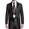 Custom Made Black Groom Tailcoat Pant Suit Peaked Lapel Long Tail Men Wedding Suits Bridegroom Best Groomsmen Wedding Tuxedos