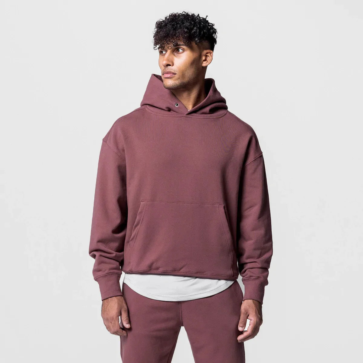 Men's Sporty No String Baggy Sweatshirt Hoodie Jogger Set Solid Pattern Embroidered Winter Season Made of Polyester/Cotton