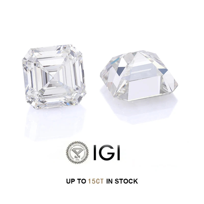 Starsgem 1ct Igi Asscher Fancy Excellent Cutting Cvd Hpht DEF Color Vs Lab Grown Diamonds for Making Jewelry Rings Earrings