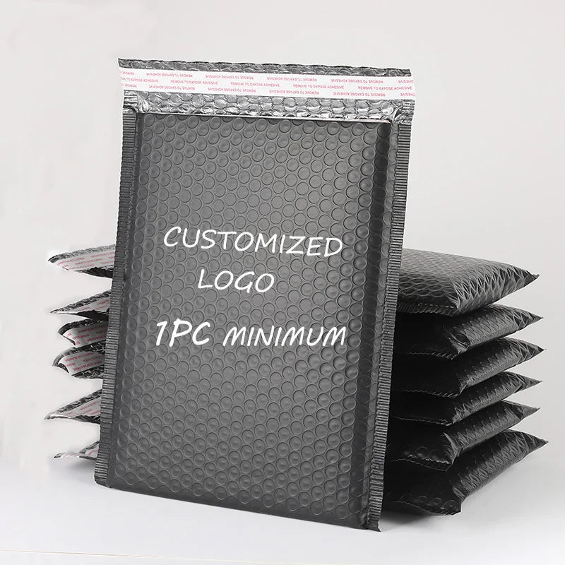 1pc MOQ Custom logo Jewelry Package Black Poly Bubble Mailer