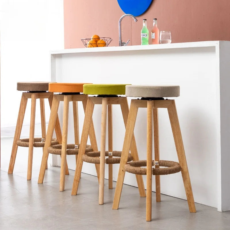 Cheap Flatpack Leather Furniture Modern Wooden Swivel Dining Kitchen Island Cafe Counter Stool