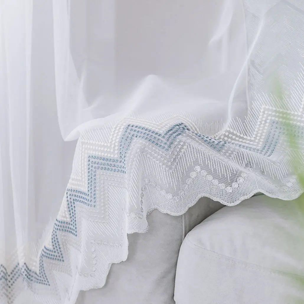 Factory Supply New Style Sheer Embroidery Voile Fabric Tulle Lace Curtain