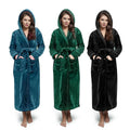 Nature Quick Dry Shower Adjustable Body Wrap Spa Soft Wearable Microfiber Women Fleece Hooded Bathrobe Plush Fleece Bathrobe