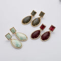 WX2149 Gold Plated Multi-kind Stone Micro Pave Dangle Earrings Natural Gemstone Luxury Drop Earrings