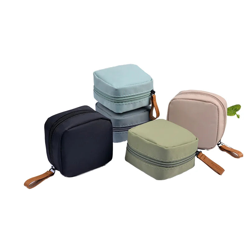 Solid Color Oxford Cloth Mini Square Cosmetic Bag Waterproof Travel Handheld Makeup Organizer Bag MegaBDM