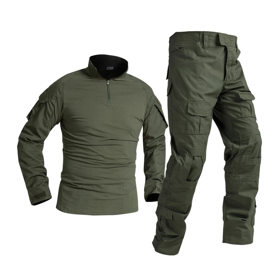 2Pcs Men's Tactical Frog Shirt Long Sleeve for Outdoor Camouflage Hunting Frogman Uniform Shirt Frogman Set Outdoor Tactical Set