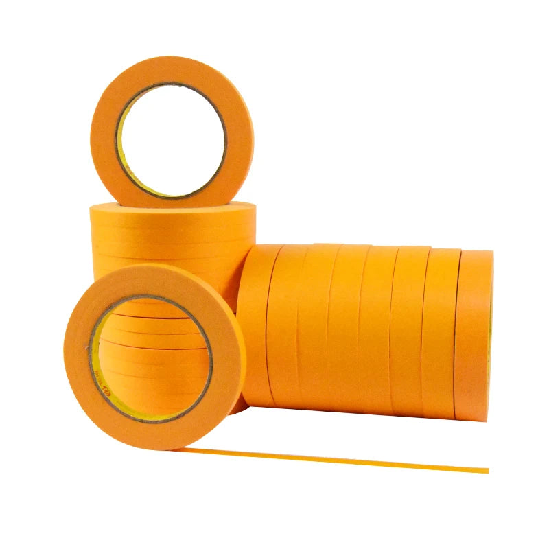 Mingcan Heat Resistance 100 Degree Goldband No Glue Residue Masking Paper Tape for Car Automotive Painting Indoor Outdoor Use