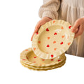 Ceramic Dinnerware Set Round Restaurant Straw Hat Plate Underglaze Cream Style Ceramic Plate